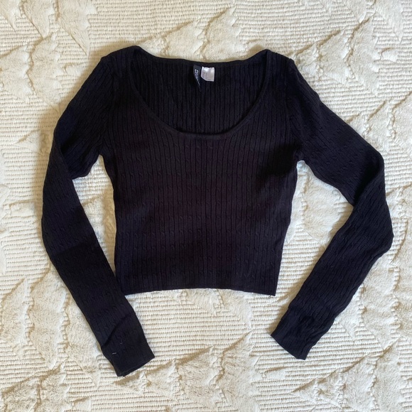 Divided Black Ribbed Knit Top - Picture 1 of 5